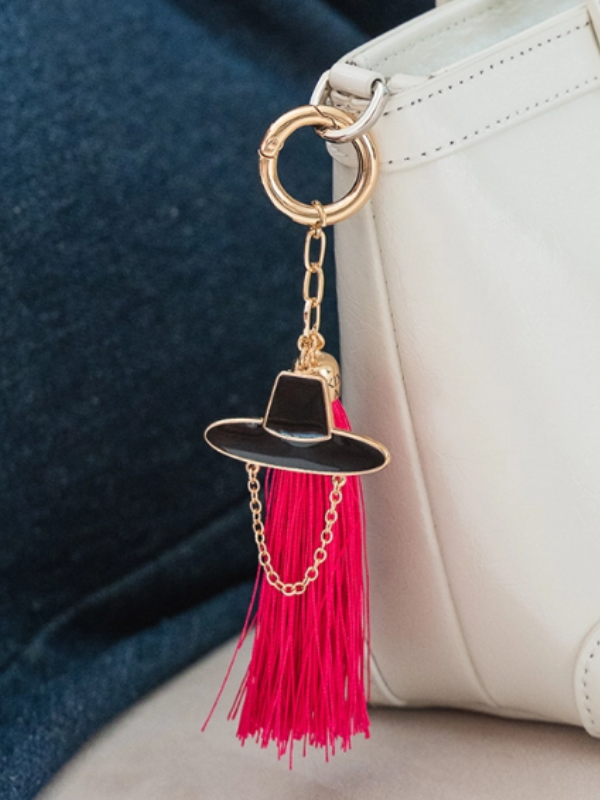 KIMSMI Gat Tassel Charm Keyring (Hot pink/Red)