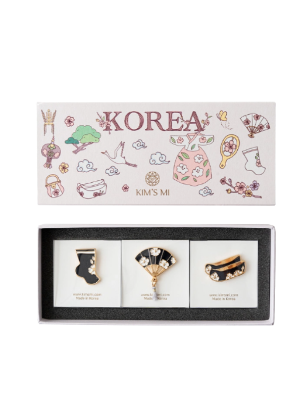 KIMSMI Hanbok Mugunghwa Badge 3-Piece Set (Navy)
