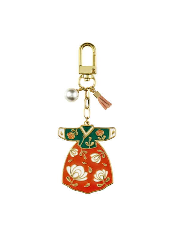 KIMSMI Hanbok Keychain Orange (Camellia / Plum blossom)