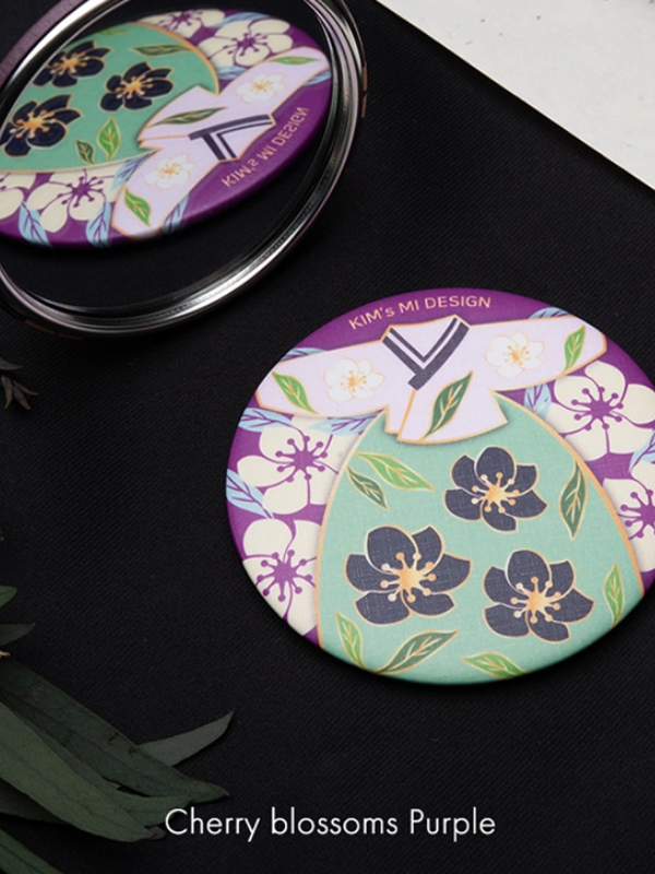 KIMSMI Habok Hand Mirror Cherry Blossom Rose Green Purple