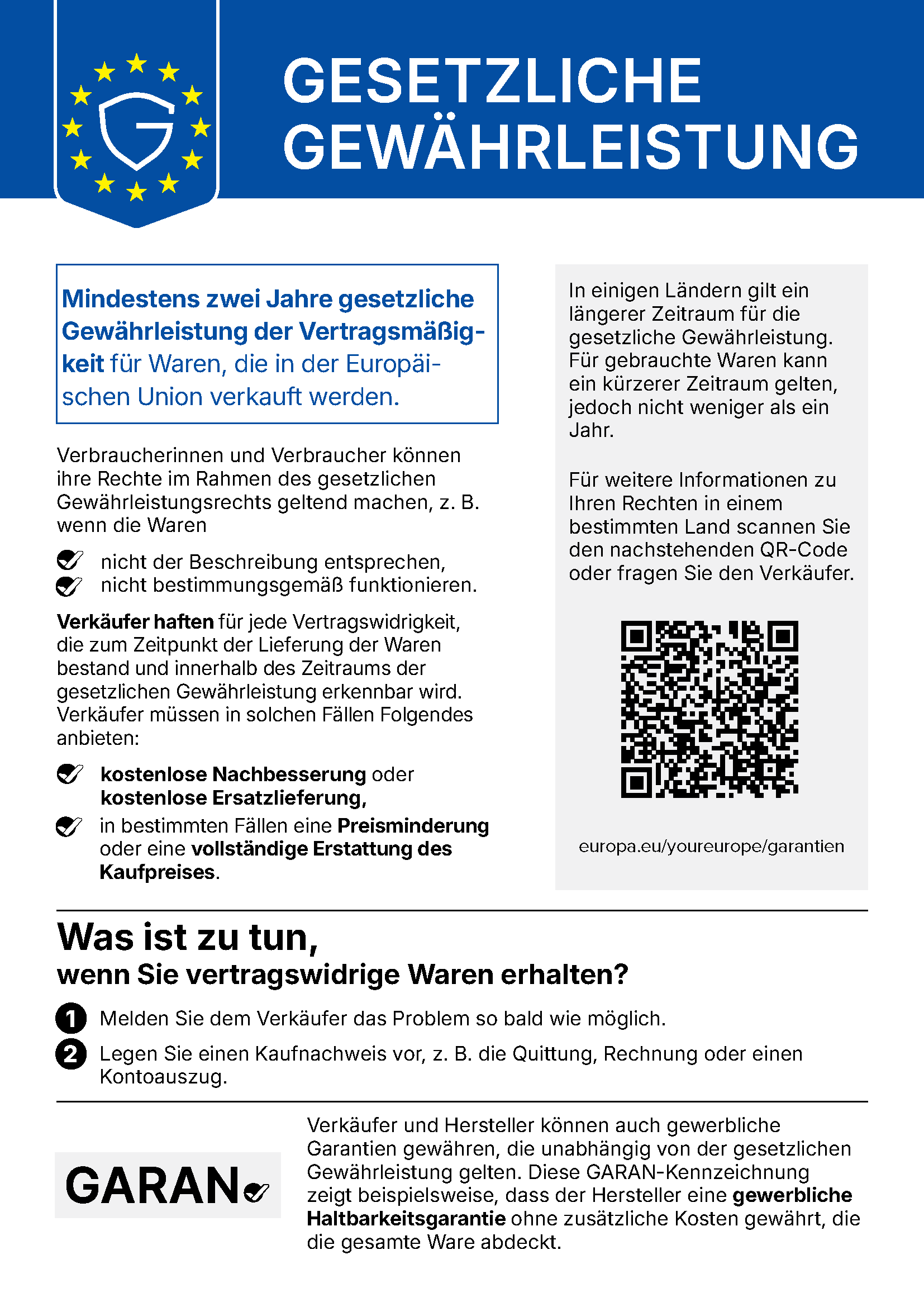Harmonisierte Mitteilung der EU über das gesetzliche Gewährleistungsrecht