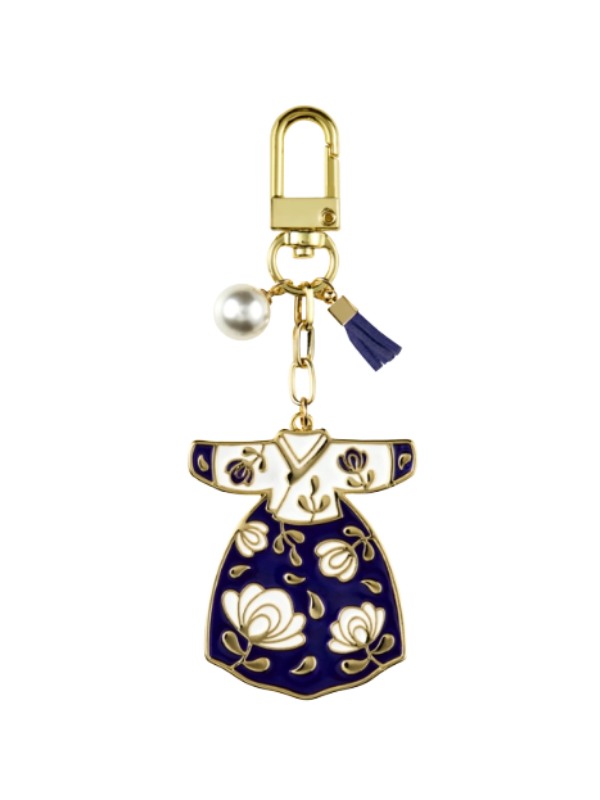 KIMSMI Hanbok Keychain Blue (Camellia / Plum blossom)