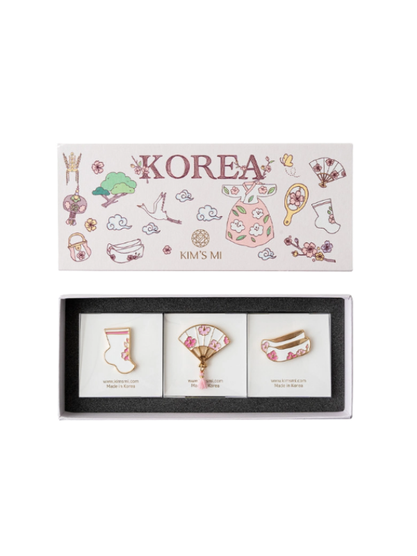KIMSMI Hanbok Mugunghwa Badge 3-Piece Set (Pink)