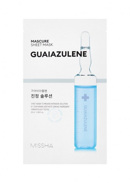 Eine beruhigende Tuchmaske der Marke MISSHA mit Guaiazulene