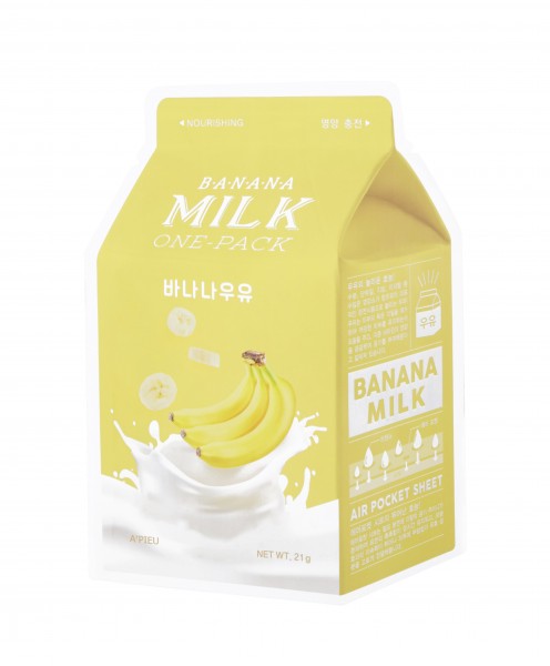 Eine Milk One-Pack Tuchmaske der Marke Apieu in der Version Banana