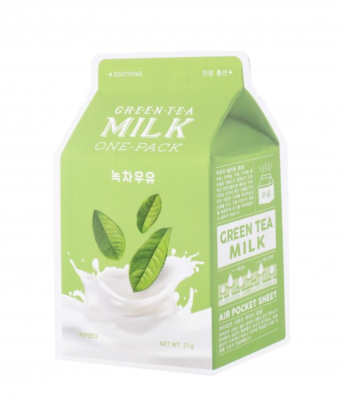 Eine Milk One-Pack Tuchmaske der Marke Apieu in der Version Green Tea